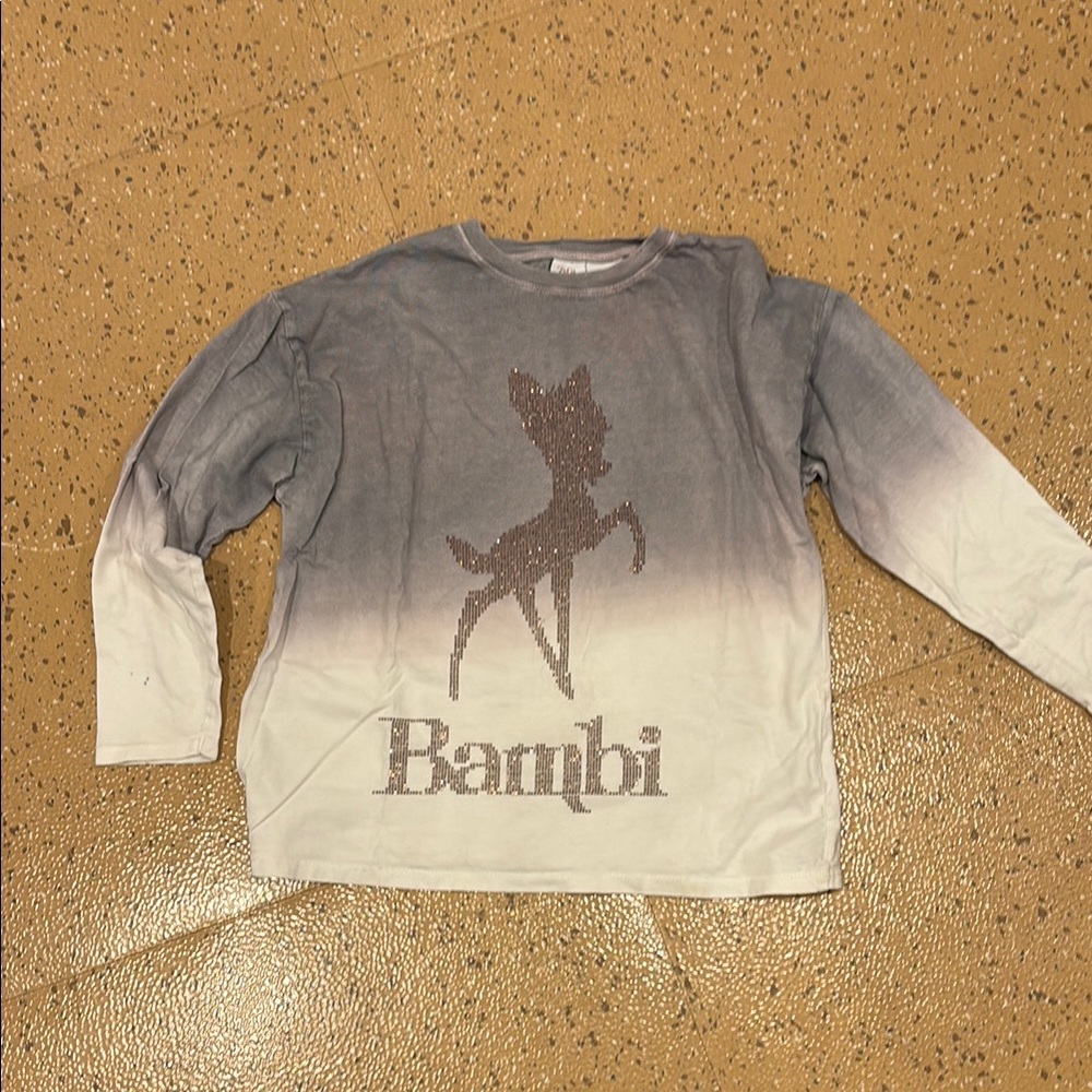 Zara Gray Long Sleeve Tee with Bambi Design